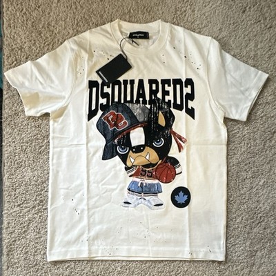 Dsquared2 Men s S White Graphic Logo Crew Neck Short Sleeve T-Shirt