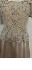 ST NAY Beaded Gown Formal Evening Dress Champagne Sz 8 EUC