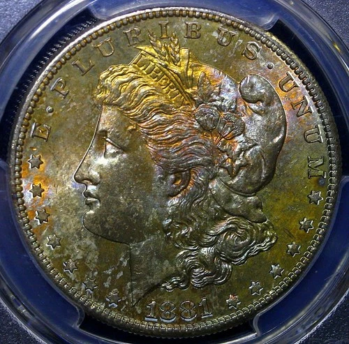 1880-S Morgan Silver Dollar $1 PCGS MS 66☆☆☆Rainbow Toning☆☆☆