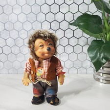 Vintage Steiff Mecki Hedgehog Mohair Rubber Face Standing With Wrist Tag 7"