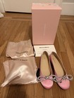 NWT 100% Authentic Mach & Mach 100% pink silk Crystal Bow flats Size 40/10 — photo 2