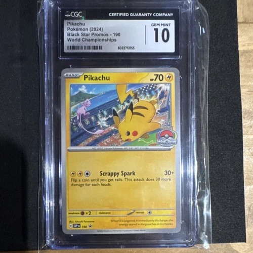 Pokémon CGC 10 GEM MINT Pikachu Promo 190 Scarlet & Violet World Championships