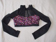 Balera sequin dance top long-sleeve crop Large Child SQ10732 Jazz Tap ballet