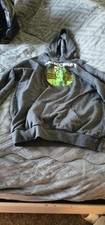 Minecraft Creeper Graphic Print Gray/Green Fleece Pullover Hoodie Kids L