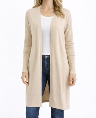 Strickjacke Lasalle beige Damen langer Cardigan Cape Weich De 34 xs  Np 129 Neu