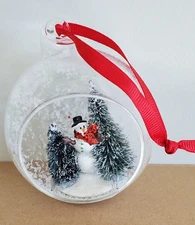 Crate & Barrel Snowman Snow Globe Christmas Ornament