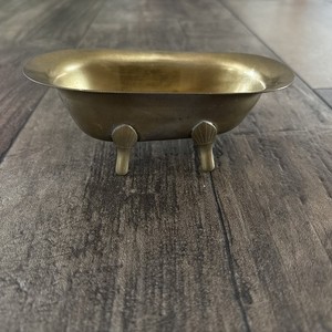 Vintage Brass Clawfoot Bathtub Soap Dish Trinket Bowl Retro Bathroom