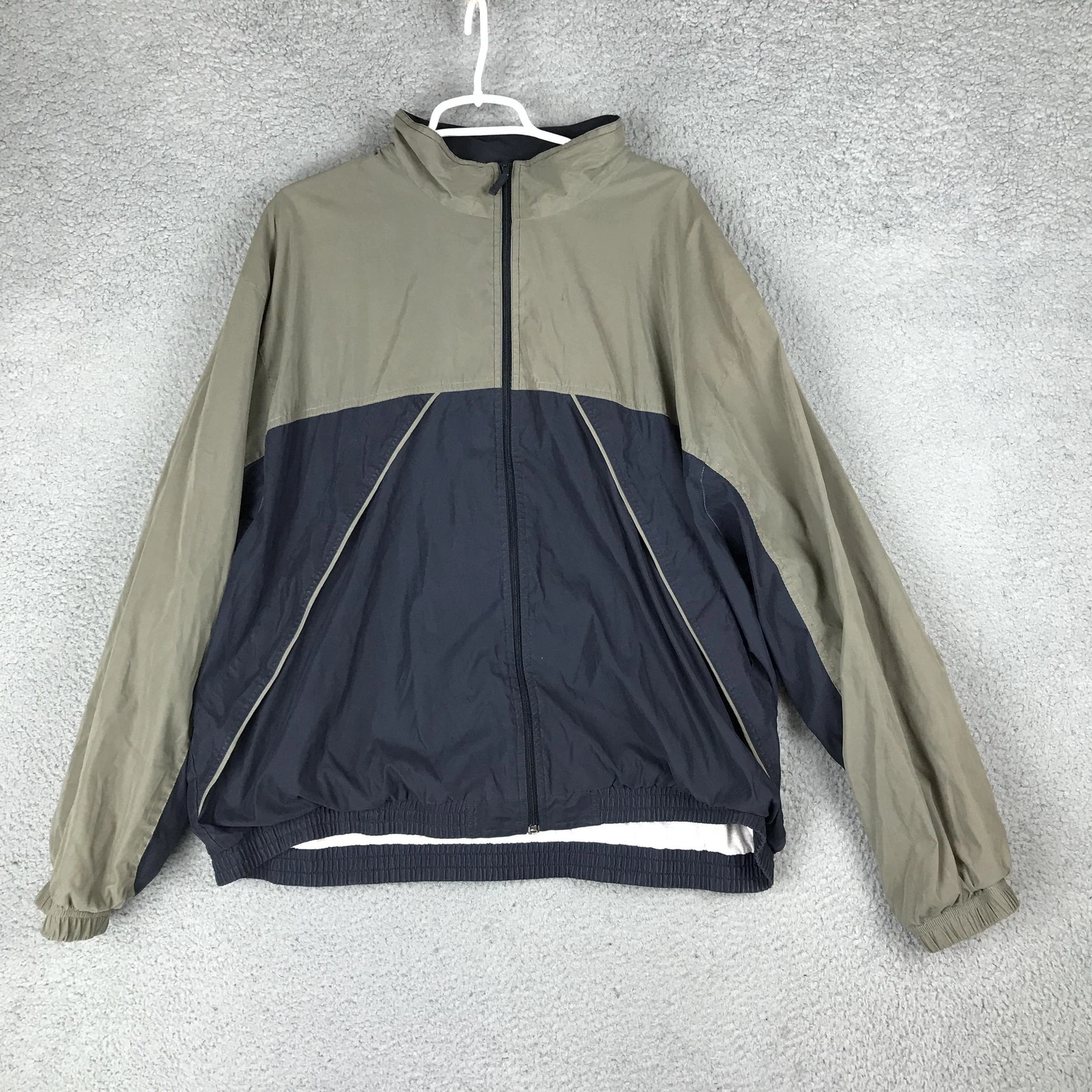Penguin Sport Jacket Mens XL Gray Black Full Zip Lightweight Windbreaker Retro