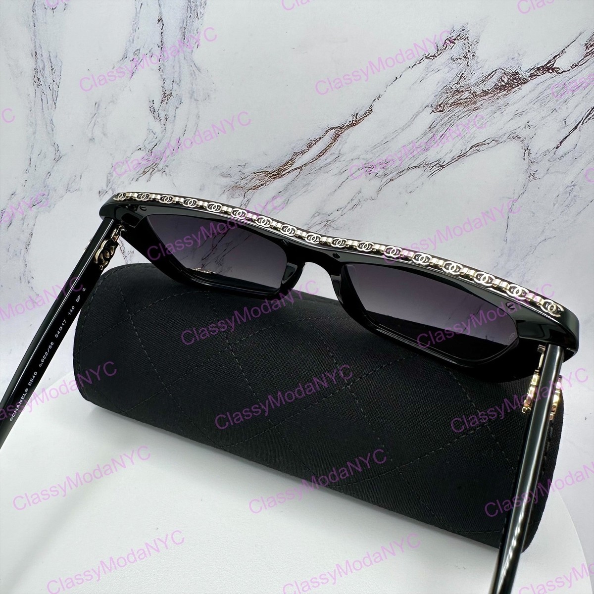 CHANEL Sunglasses 5540 C622/S8 Polarized Black Gold CC Top  display picture 1