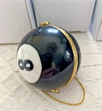 NIB Lot 3 Porcelain Hinged Gift Trinket Box Ornament Black White Magic 8 Ball