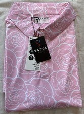 NWT YATTA Golf Polo Shirt Men  s Large Pink Floral Shirt Flowers UV Protection