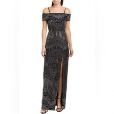 LAUNDRY BY SHELLI SEGAL NEW Women's Side Slit Cold Shoulder Gown Dress size4