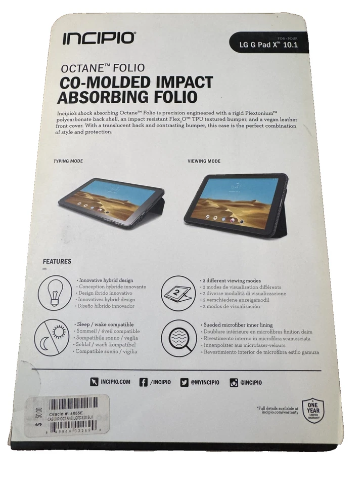 Incipio Octane Impact-Absorbing Folio Case for LG G Pad X 10.1" - Black - Image 2 of 2