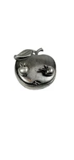 Vintage Torino Pewter Apple Jewelry Necklace Brooch Earrings Trinket Box Set