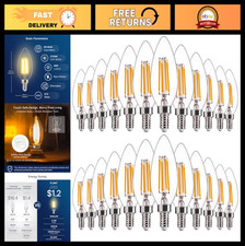 24 Pack Dimmable LED Candelabra Bulbs 60W Equivalent E12 Base B11 Soft White 270