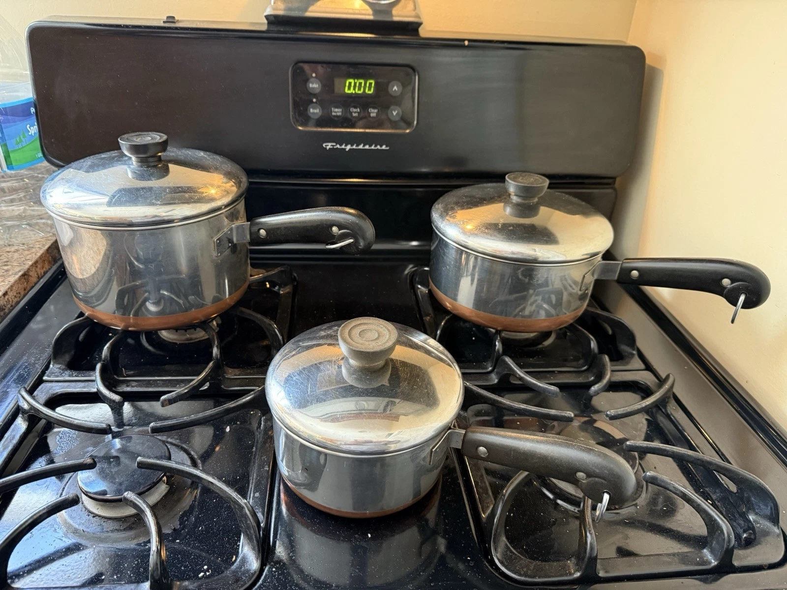 6 Pc Revere Ware Copper Bottom Pot Set 1,2,3 Qt
