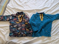 2x Frugi Boys Shearling Fleece Lined Snuggle Top 3-4 Animals and construction