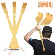 3 PCS Natural Bamboo Back Scratcher Long Reach Pick Itch Relief Tool Portable
