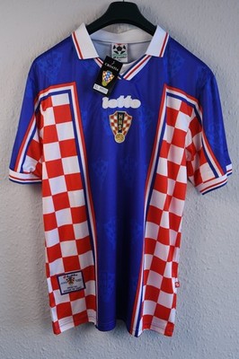 Vintage Kroatien 1998-2001 Lotto Fußball Trikot XL Neu mit Etikett WM Frankreich 98