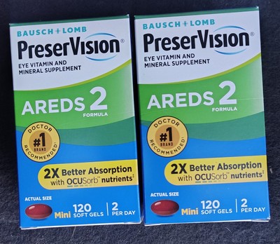 *LOT OF 2* Bausch & Lomb PreserVision AREDS 2 Softgel- 120 Count/240 Count TOTAL