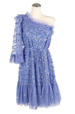 Needle & Thread Damen Kleid Gr. 32 (UK 6) Blau NEU Minikleid A-Linie Dress