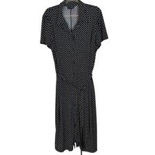 B.i.y.a.y.c.d.a. Womens Plus sz 20W Polka Dot Button Down Midi Shirt Dress Black