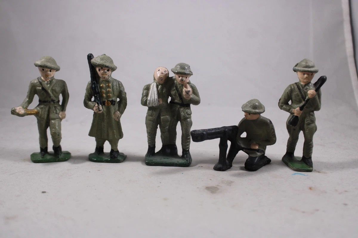 Antique 1920's WW1 Cast Iron Grey Iron US Soldier Wounded Gun Lot of 5