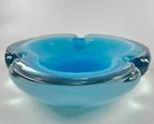 vintage MCM Murano light blue opal Sommerso glass ashtray 6.75" vanity bowl