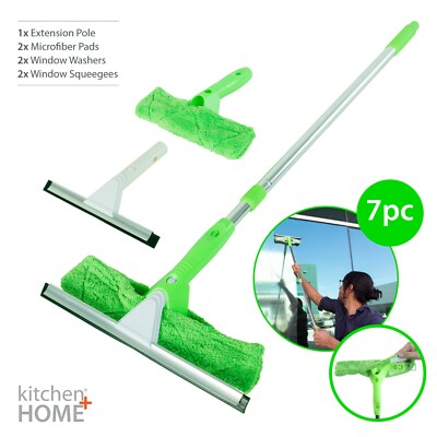 #ad #ad Window Cleaner Squeegee Set 2 Scrubber Pads 2 Squeegee Wipers amp; Extension Pole $29.99