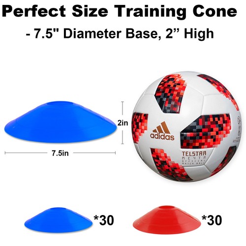 60Pcs Disc Soccer Cones Football Field Marker Cross Training Cones w/ Carry Bag - Picture 13 of 21