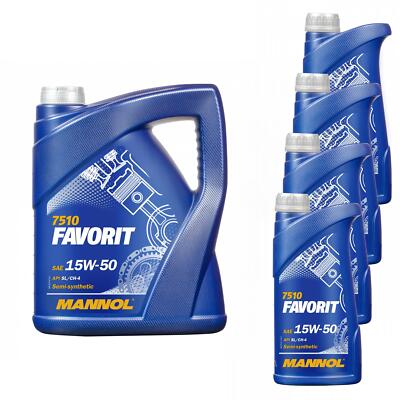 9 L MANNOL Favorit 15W-50 Motoröl API SL/CH-4 for gasoline und diesel engines
