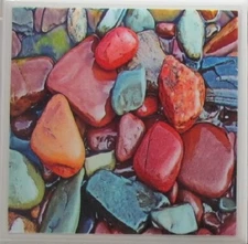 Set of 1 - Ceramic Tile Coasters - Stones  ( Buy 3 Sets - Get 1 Set Free)  1 A