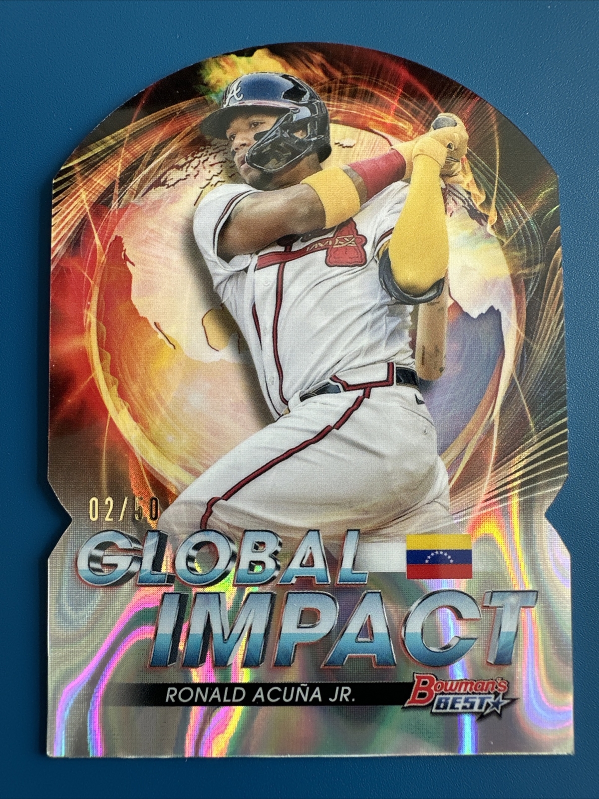 2023 Bowman’s Best Ronald Acuna Jr. Braves Global Impact Diecut Gold /50