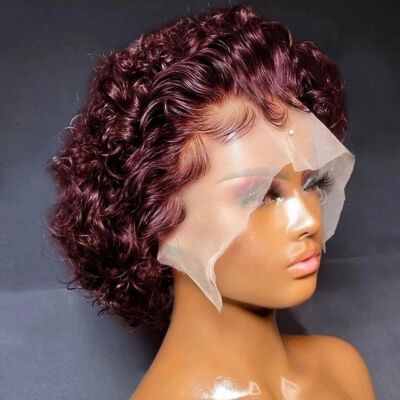 Pixie Cut Wig Short Bob Curly Human Hair Wigs 13X1 Transparent Lace