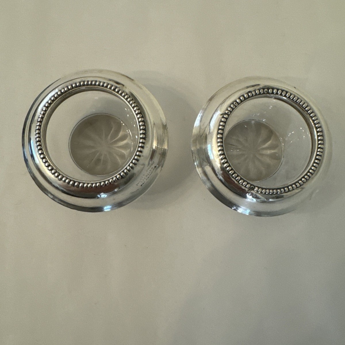 2 Frank M. Whiting Sterling Silver Rimmed Glass Salt Cellars | eBay