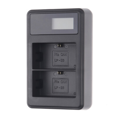 LCD USB Dual Battery Charger for Canon EOS R6 R5C 90D 80D 5D Mark IV III Camera