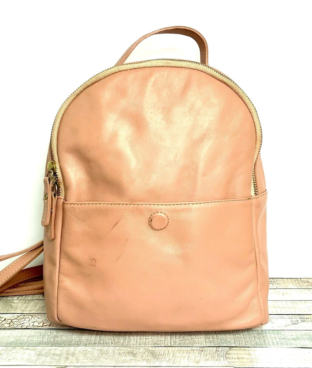 AMERICAN EAGLE AEO ITALY PINK GENUINE LEATHER ZIP BACKPACK HANDBAG