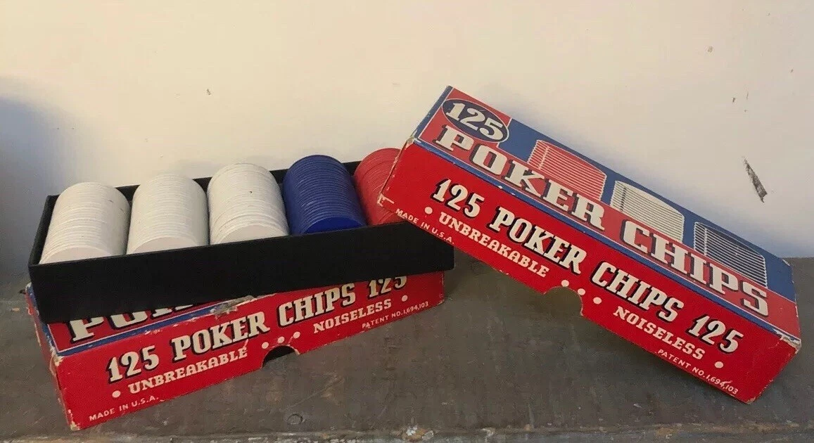 VINTAGE POKER CHIPS, X 100 Count, Diameter, Red White Blue,, 53 OFF