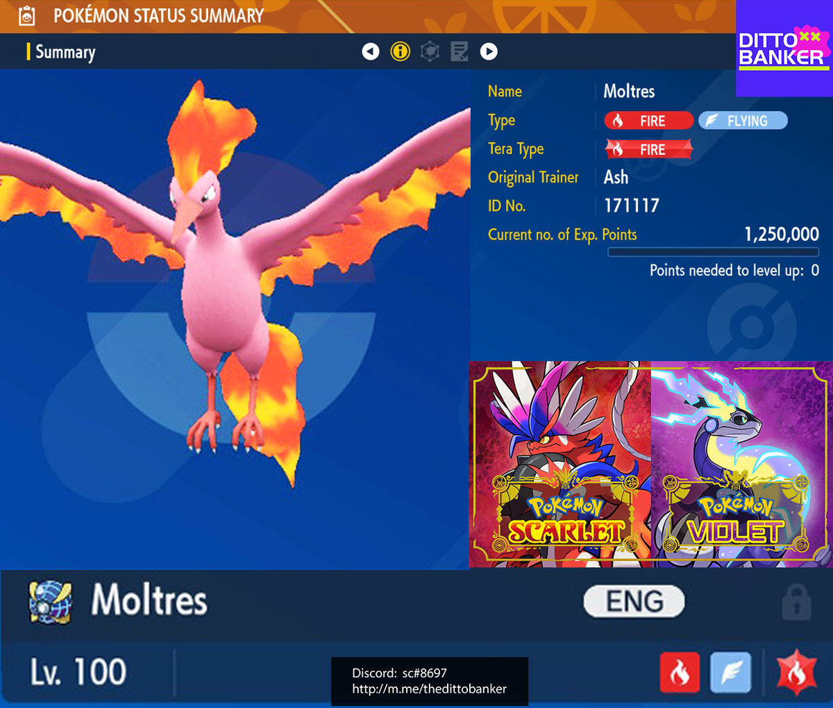 6IV Shiny Moltres Pokemon Brilliant Diamond and Shining Pearl