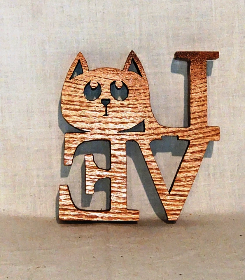 Love Cat Wooden Word Cutout Sign with Cat Head - Image 3 of 3