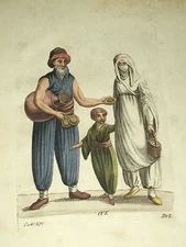 Hand-Colored Copper-Engraved Costume Print   No Date or Place, circa 1815