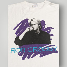 Vintage 90s Rob Crosby T Shirt Size L WHITE Short Sleeve Country Made in USA
