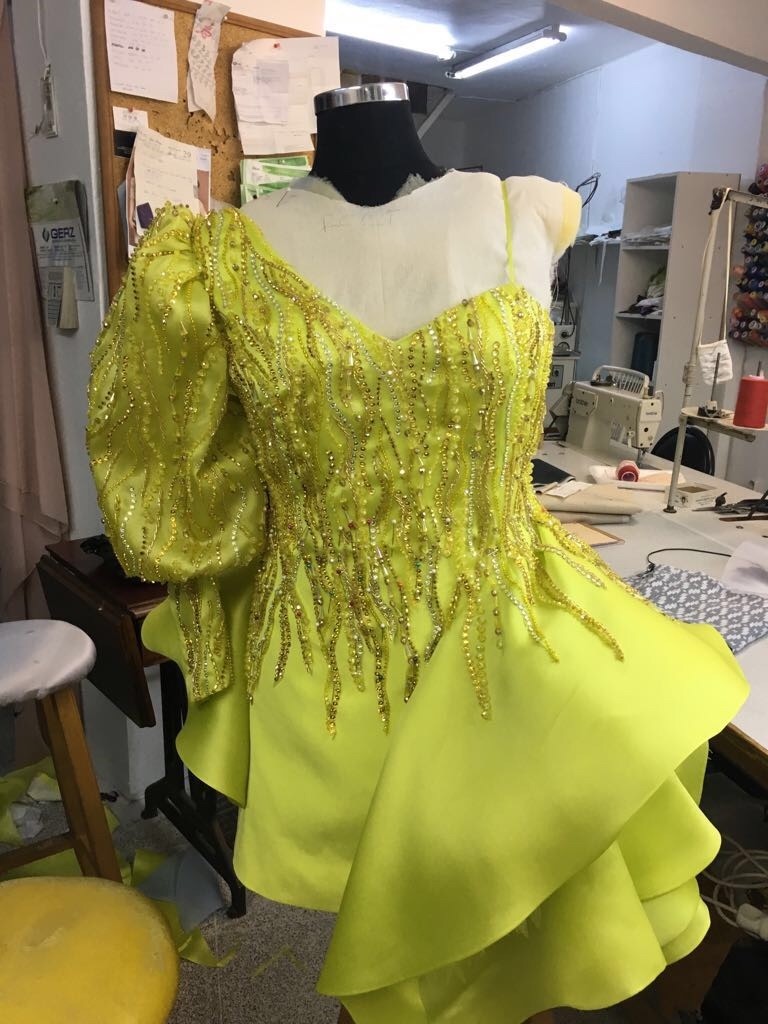 Haute Couture Custom Lime Green SZ 4 Cocktail Dress/Gown | eBay