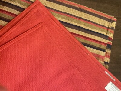 Create&Barrel set of 4 placemats, Torriano stripe, solid on back machine wash