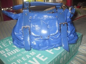 Botkier Patent Leather Royal Blue Gorgeous Satchel Handbag Tote Baguette Boho Ebay