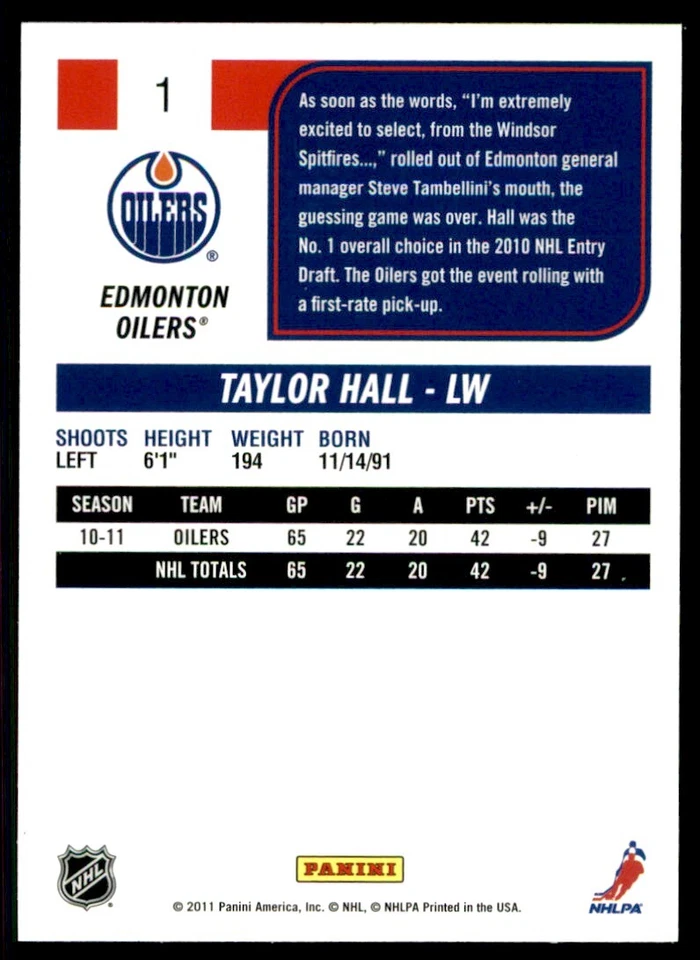 2011-12 Score Taylor Hall #1 - Image 2 of 2