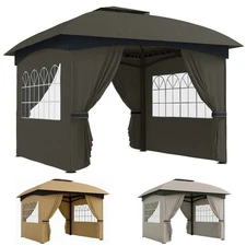Outsunny 11' x 11' Outdoor Gazebo with Curtains, Church Windows