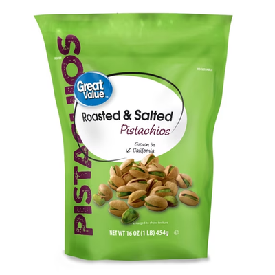 #ad Great Value Roasted amp; Salted Pistachios 16 oz Resealable Bag Free Shipping $4.99