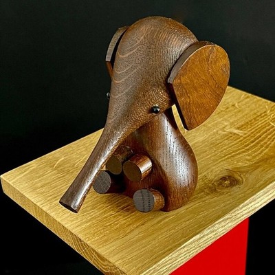 Excellent Laurids Lonborg Handmade Wooden Elephant Figurine Sculpture Denmark