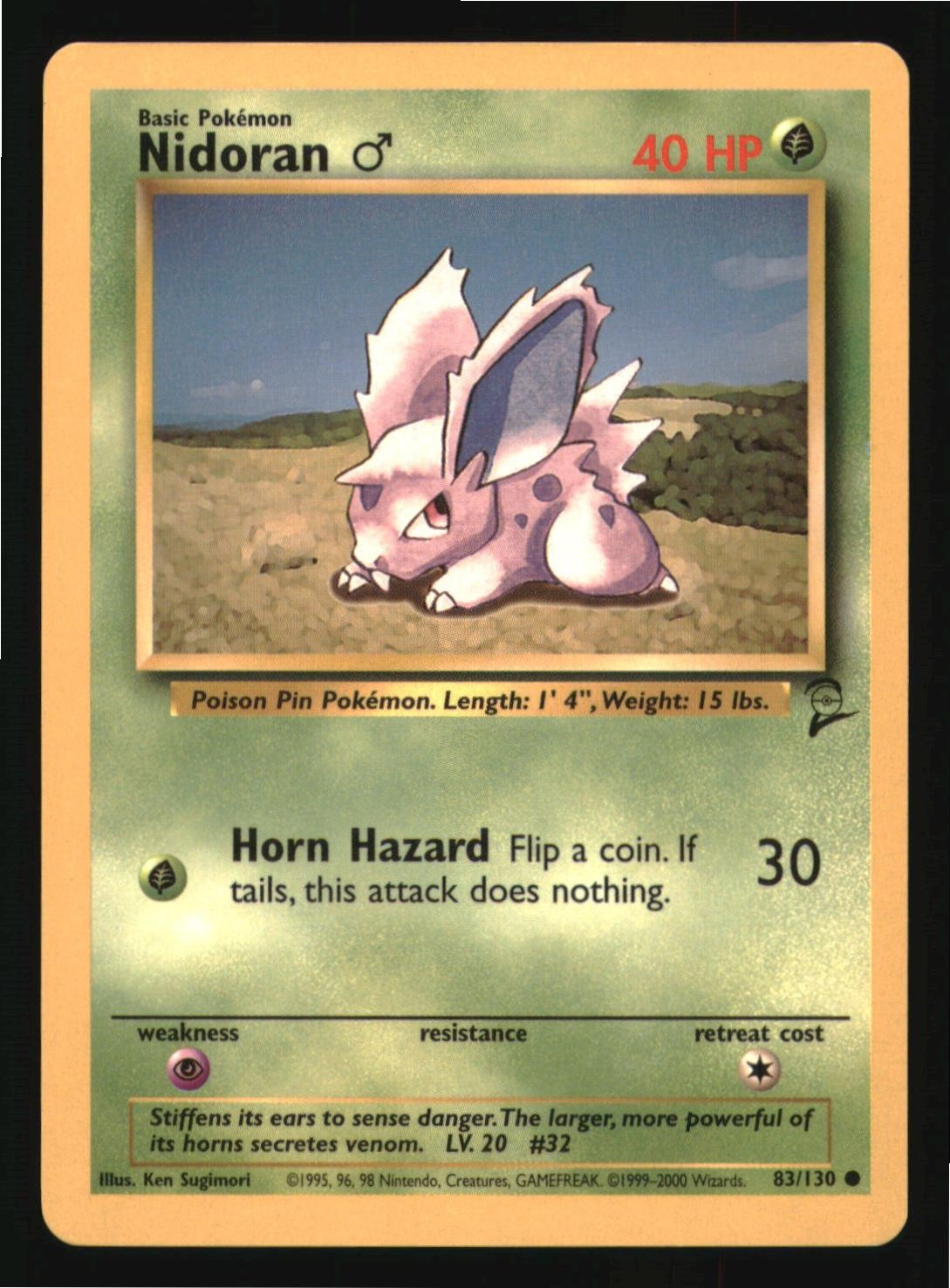 Nidoran M 83/130 Common Base Set 2 Pokemon Lightly Played